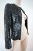 FREDA Designer Stunning Black Sequin Embelished Evening Jacket UK8 RRP £480