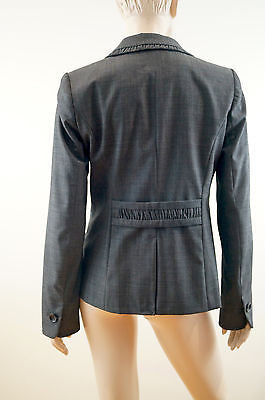 CLASSIQUES ENTIER Dark Grey Pleated Wool Mix Evening Blazer Jacket 10 UK14 BNWT