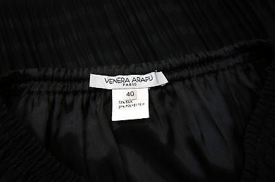 VENERA ARAPU PARIS Black Silk Blend Elasticated Waist Evening Skirt UK12 EU40
