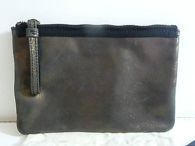 SOPHIE HULME LONDON Black Textured Leather Gold Tone Trim Shoulder Saddle Bag