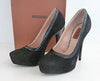 MISSONI Black Suede & Leather Patent Detail Very High Heel Platform Court Shoes