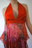 BORHAM BASMA UK Designer Red Silk Fitted Halter Neck Backless Party Top XS