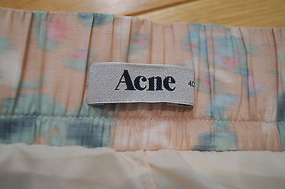 ACNE Designer Multi-Colour Floral Print Pleated Lined Short Skirt FR40; UK12