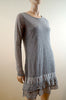 THEORY Pale Grey Ruffle Frill Hemline Long Sleeve Casual Short Mini Dress Med