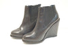 OPENING CEREMONY Black Leather Brass Zip Detail Wedge Ankle Boots EU40 UK7