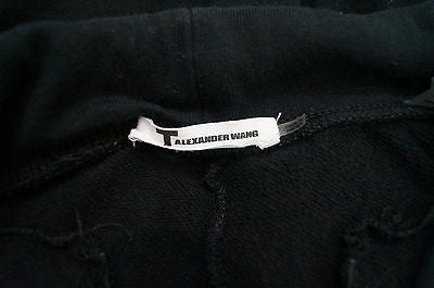 T By ALEXANDER WANG Black Cotton Leather Look Detail Casual Trousers Pants Sz:M