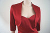 KYRI LONDON Burgundy Red Satin Look Evening Bandeau Boned Dress & Jacket Suit