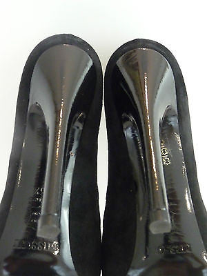MISSONI Black Suede & Leather Patent Detail Very High Heel Platform Court Shoes