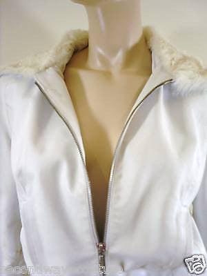 Designer Women's Chinchilla Fur Brown Cream Lined Jacket Coat M