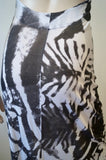 PREEN LINE Black Grey Cream Cotton Abstract Print Scoop Neck Low Rear Maxi Dress