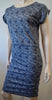 MAJE Black Blue White REPTILE Print Round Neckline Short Sleeve Jersey Dress 2