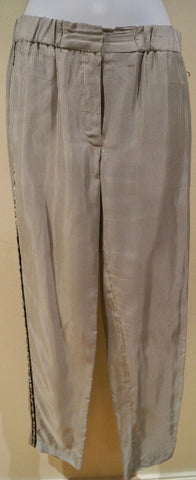 MAJE Women's Brown Wool Stretch Checked Cropped Capri Trousers Pants FR40 UK12