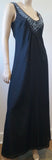 ELIE TAHARI Black Midnight Navy Embroidered Scoop Neck Sleeveless Maxi Dress 10