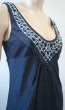 ELIE TAHARI Black Midnight Navy Embroidered Scoop Neck Sleeveless Maxi Dress 10