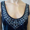 ELIE TAHARI Black Midnight Navy Embroidered Scoop Neck Sleeveless Maxi Dress 10