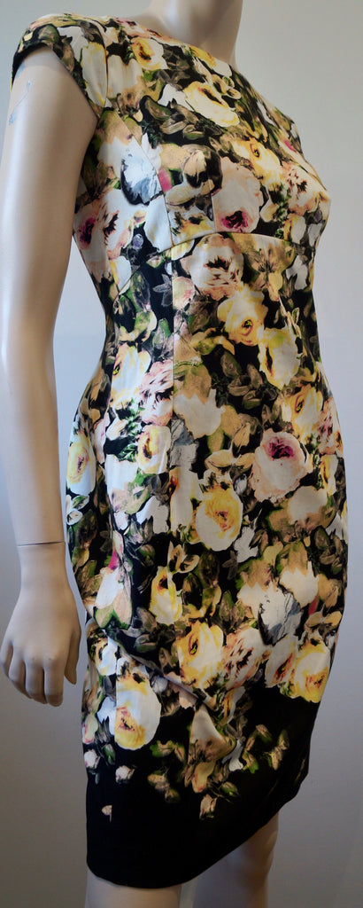 PAUL SMITH Black Label Multi Colour Cotton Floral Print Cap Sleeve Dress 44 UK12
