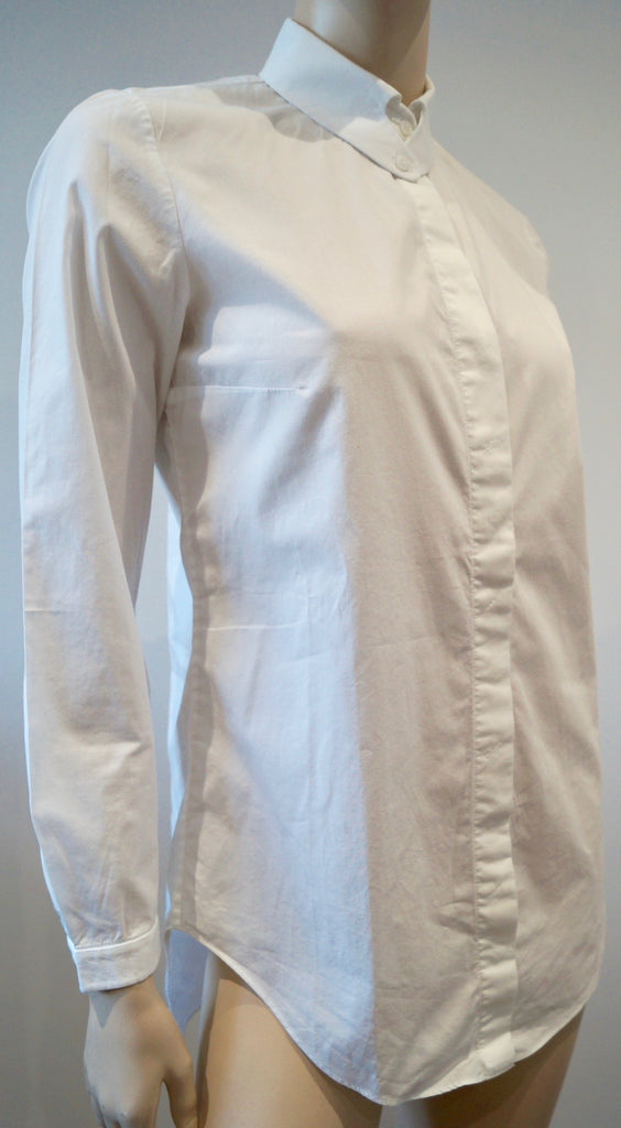 CARVEN White 100% Cotton Button Collar Long Sleeve Formal Blouse Shirt FR38 UK10