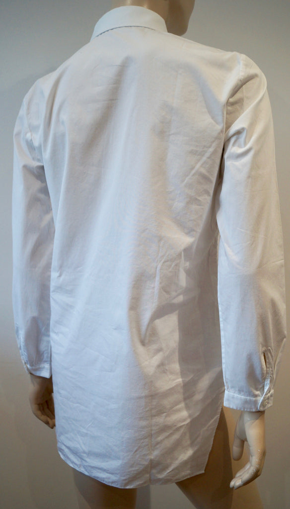 CARVEN White 100% Cotton Button Collar Long Sleeve Formal Blouse Shirt FR38 UK10