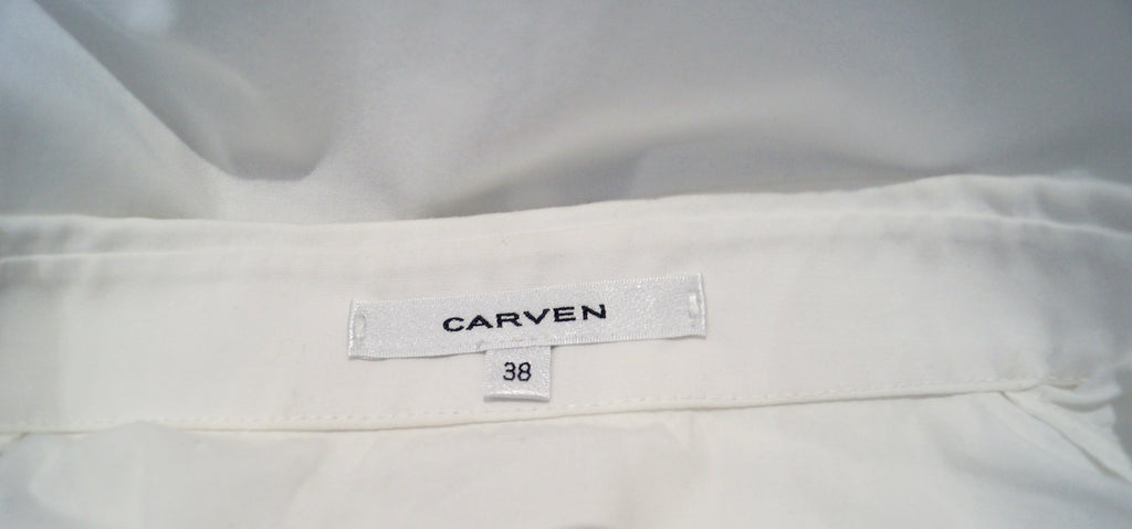 CARVEN White 100% Cotton Button Collar Long Sleeve Formal Blouse Shirt FR38 UK10