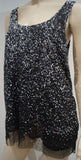 CLAUDIE PIERLOT Black Silver Sequin Embellish Round Neck Sleeveless Cami Tank