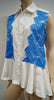 PREEN BY THORNTON BREGAZZI White Cotton Poplin Blue Lace Sleeveless Shirt Top M