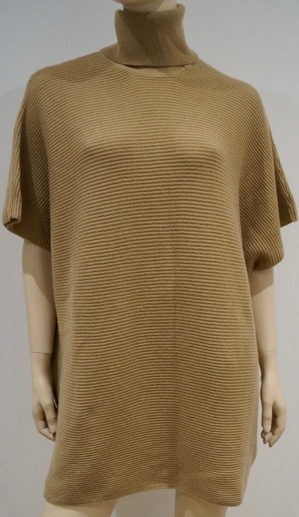 MICHAEL KORS Caramel Beige Merino Wool Cashmere Slouchy Rib Jumper Sweater M