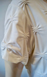 ANNE FONTAINE Cream Textured Fabric Round Neck Short Sleeve T-Shirt Top 3; M/L