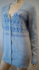 COACH NEW YORK Baby Blue Mohair Blend Metallic Pattern Knitwear Cardigan Top XS