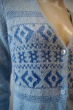 COACH NEW YORK Baby Blue Mohair Blend Metallic Pattern Knitwear Cardigan Top XS