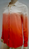 THE KOOPLES Cream & Orange Silk Collared Long Sleeve Ombre Blouse Shirt Top S