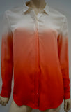 THE KOOPLES Cream & Orange Silk Collared Long Sleeve Ombre Blouse Shirt Top S