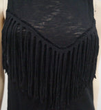 ZADIG & VOLTAIRE Black Wool Angora Jersey Fringed Sleeveless Tank Vest Top S