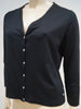 SONIA RYKIEL Black Sheen V Neck Metallic Button Fastened 3/4 Sleeve Cardigan Top