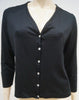 SONIA RYKIEL Black Sheen V Neck Metallic Button Fastened 3/4 Sleeve Cardigan Top