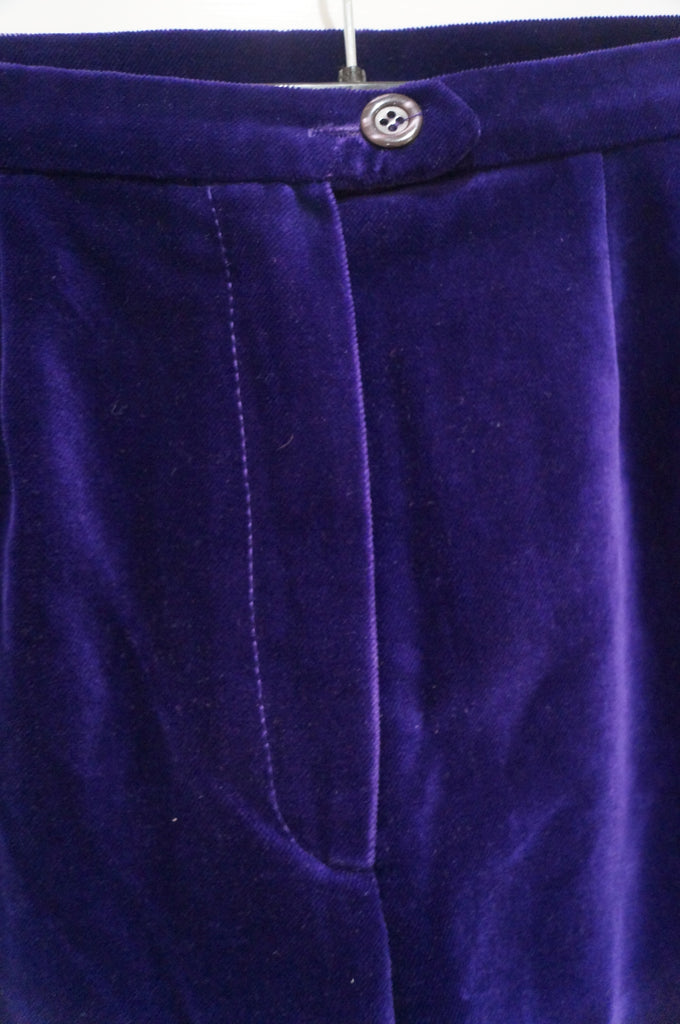 IQ TRADEMARK Women's Purple Cotton Blend Velvet Crop Capri Evening Trousers UK10
