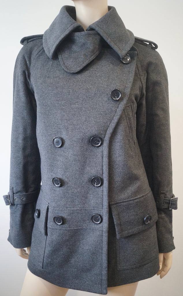 BUI DE BARBARA BUI Grey Double Breasted Collared Lined Winter Jacket Coat 40; 12
