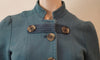 MARC JACOBS Blue 100% Cotton Military Style Collarless Blazer Jacket Top M