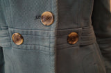 MARC JACOBS Blue 100% Cotton Military Style Collarless Blazer Jacket Top M