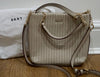 DKNY Cream Beige Quilted Leather Gold Tone Branded Detachable Shoulder Strap Bag