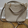 DKNY Cream Beige Quilted Leather Gold Tone Branded Detachable Shoulder Strap Bag