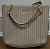 DKNY Cream Beige Quilted Leather Gold Tone Branded Detachable Shoulder Strap Bag