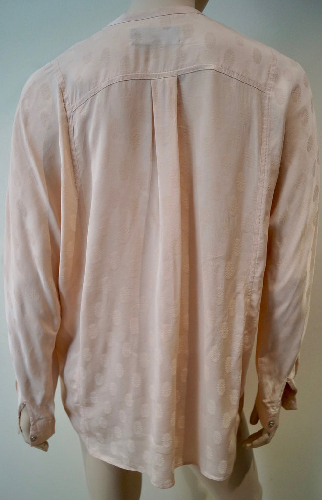 ZADIG & VOLTAIRE DELUXE Nude Pale Pink Silk TINE JAC Floral Print Blouse M