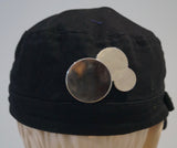 MULBERRY Black 100% Cotton Branded Silver Detail Lined Peaked Casual Cap Hat