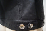 LOVE MOSCHINO Black Leather Silver Tone Button Round Neck Fitted Jacket UK8