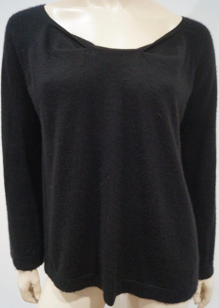 CHLOE Women's Black Cashmere Scoop Neckline Long Sleeve Jumper Sweater Top M