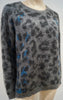 CLAUDIE PIERLOT Charcoal Grey Blue Mohair Blend Leopard Pattern Jumper Sweater 3