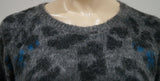 CLAUDIE PIERLOT Charcoal Grey Blue Mohair Blend Leopard Pattern Jumper Sweater 3