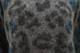 CLAUDIE PIERLOT Charcoal Grey Blue Mohair Blend Leopard Pattern Jumper Sweater 3