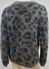 CLAUDIE PIERLOT Charcoal Grey Blue Mohair Blend Leopard Pattern Jumper Sweater 3