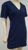 PAUL & JOE SISTER Navy Blue Cotton Blend V Neck Short Sleeve Dress FR36 UK8